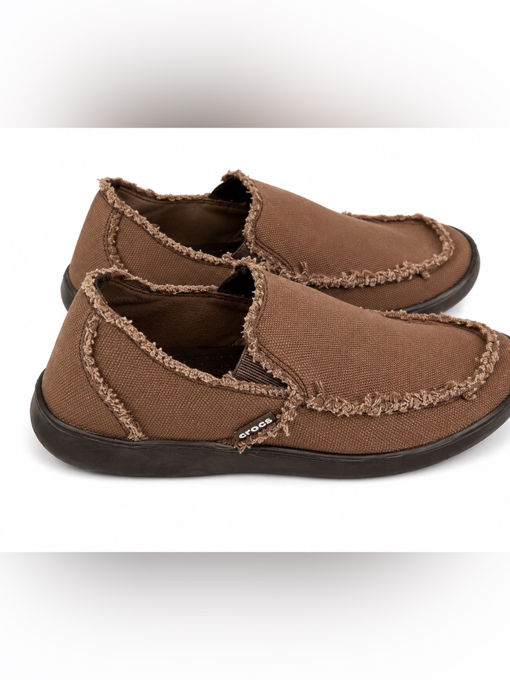 Crocs Brown Canvas Shoes Men's Size 8 Slip On Casual Comfort Sneakers